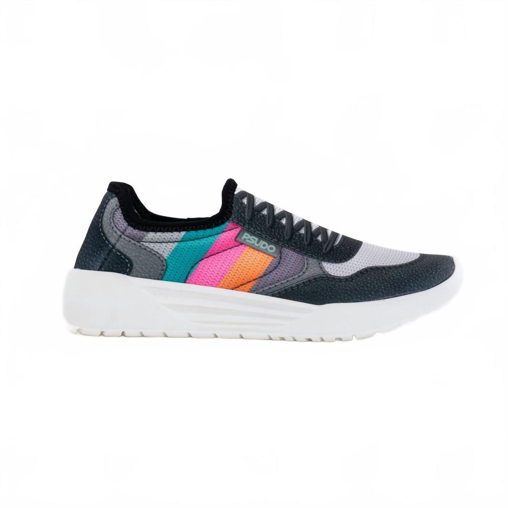 NEW PSUDO women's court sneaker in black/multi
